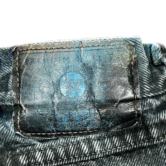 Wrangler Denim Jean Shorts Size 34" Cutoff Hand Painted Bleach Dyed Festival - Picture 6 of 8